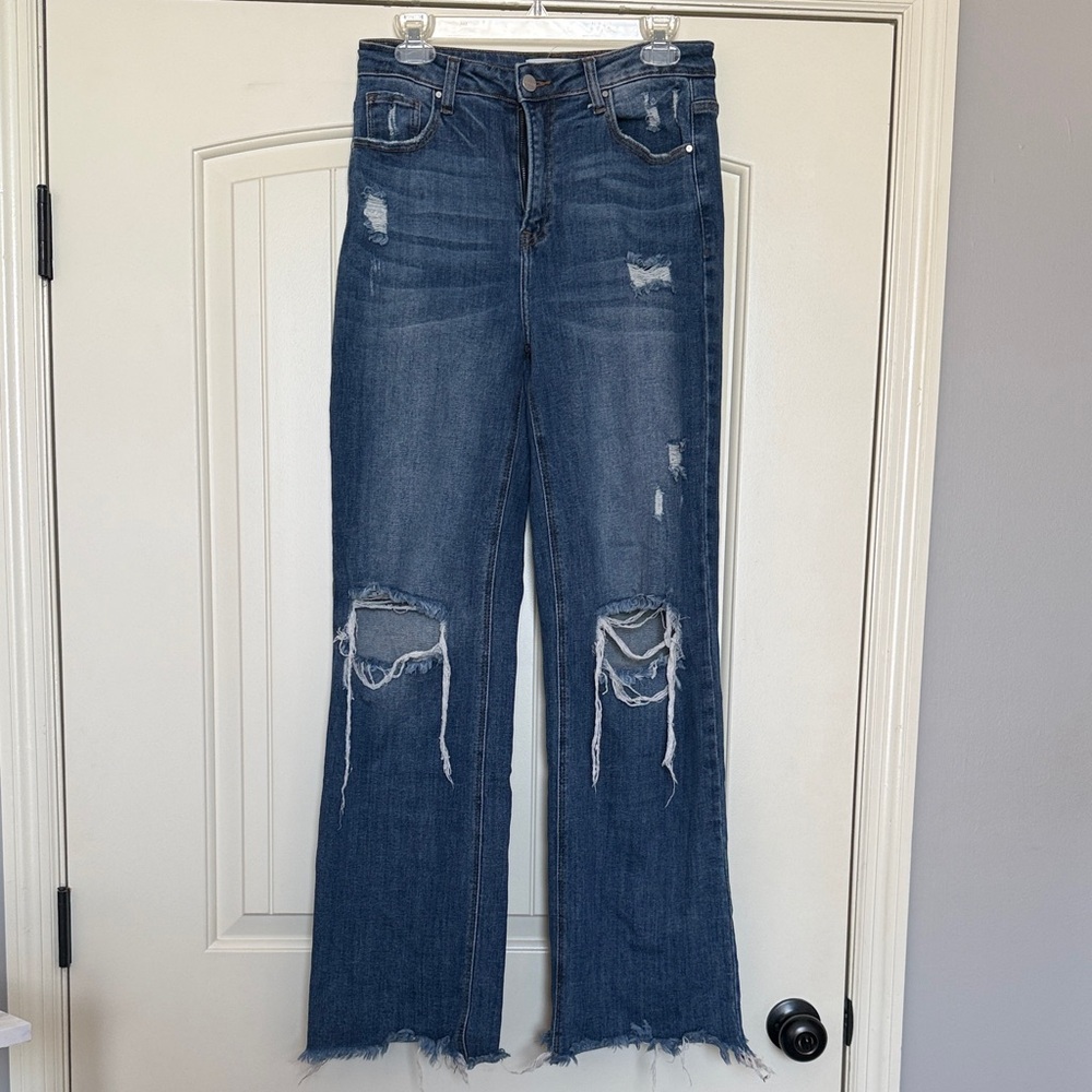 Risen Dark Blue Distressed Women's Jeans, Size 9/29